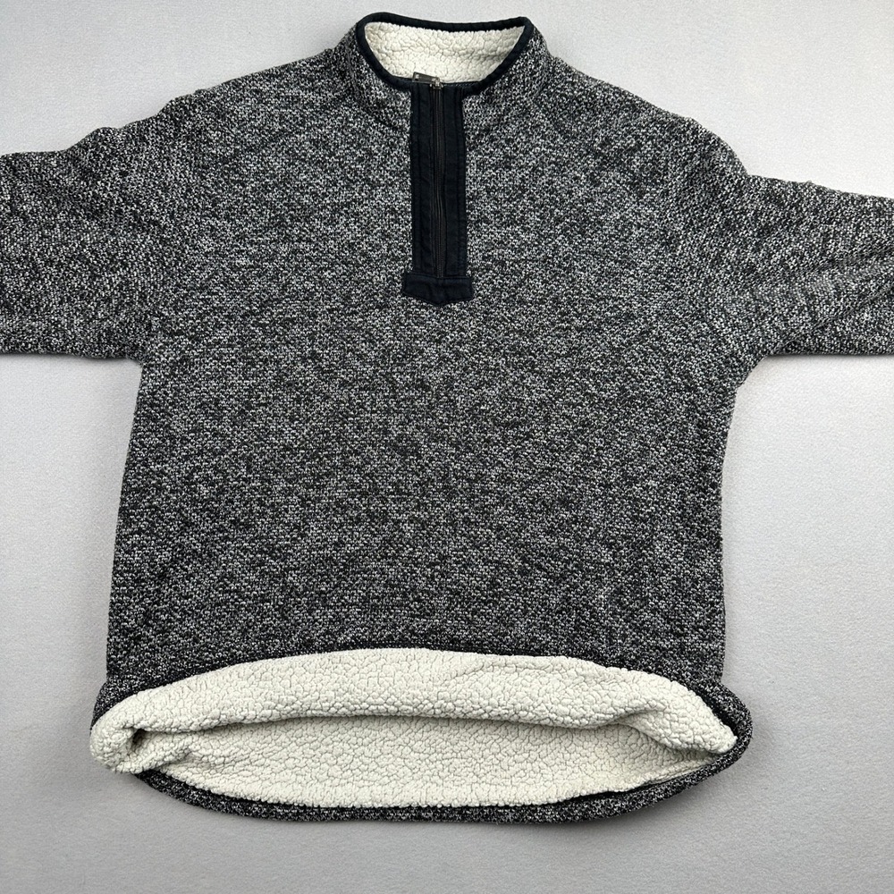 Orvis Classic Mens Large Quarter Zip Sherpa Lined Pullover Fleece Gray